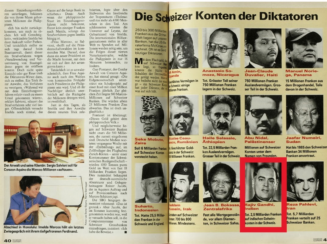 Swiss Documents-Rajiv Gandhi -1,98,000 crore ,A/C Details.