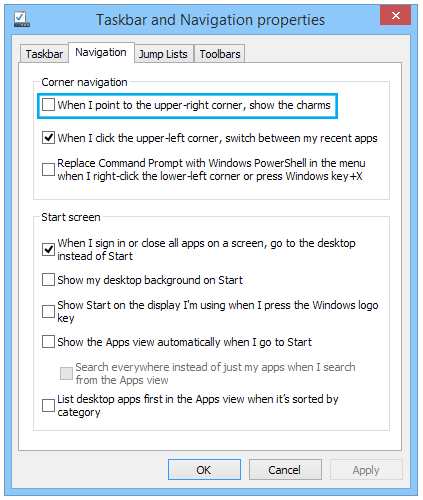 How To Disable Charms Bar In Windows 8.1
