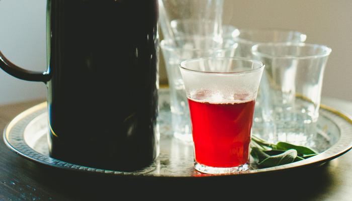 Hot Cranberry Punch with Sage and Peppercorns
