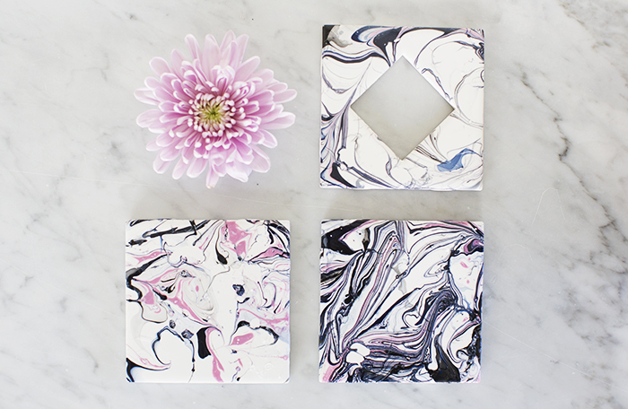 DIY Marble Coasters Using Nail Polish