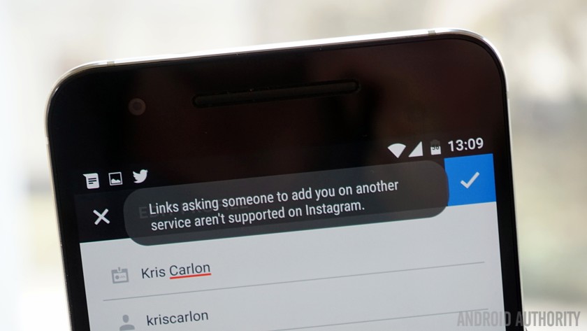 Instagram blocks some links to Telegram and Snapchat from user profiles